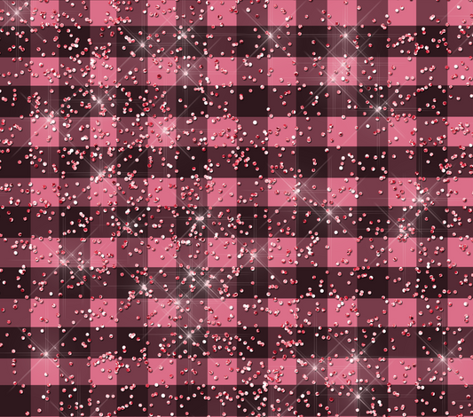 Pink Plaid Glitter Valentine