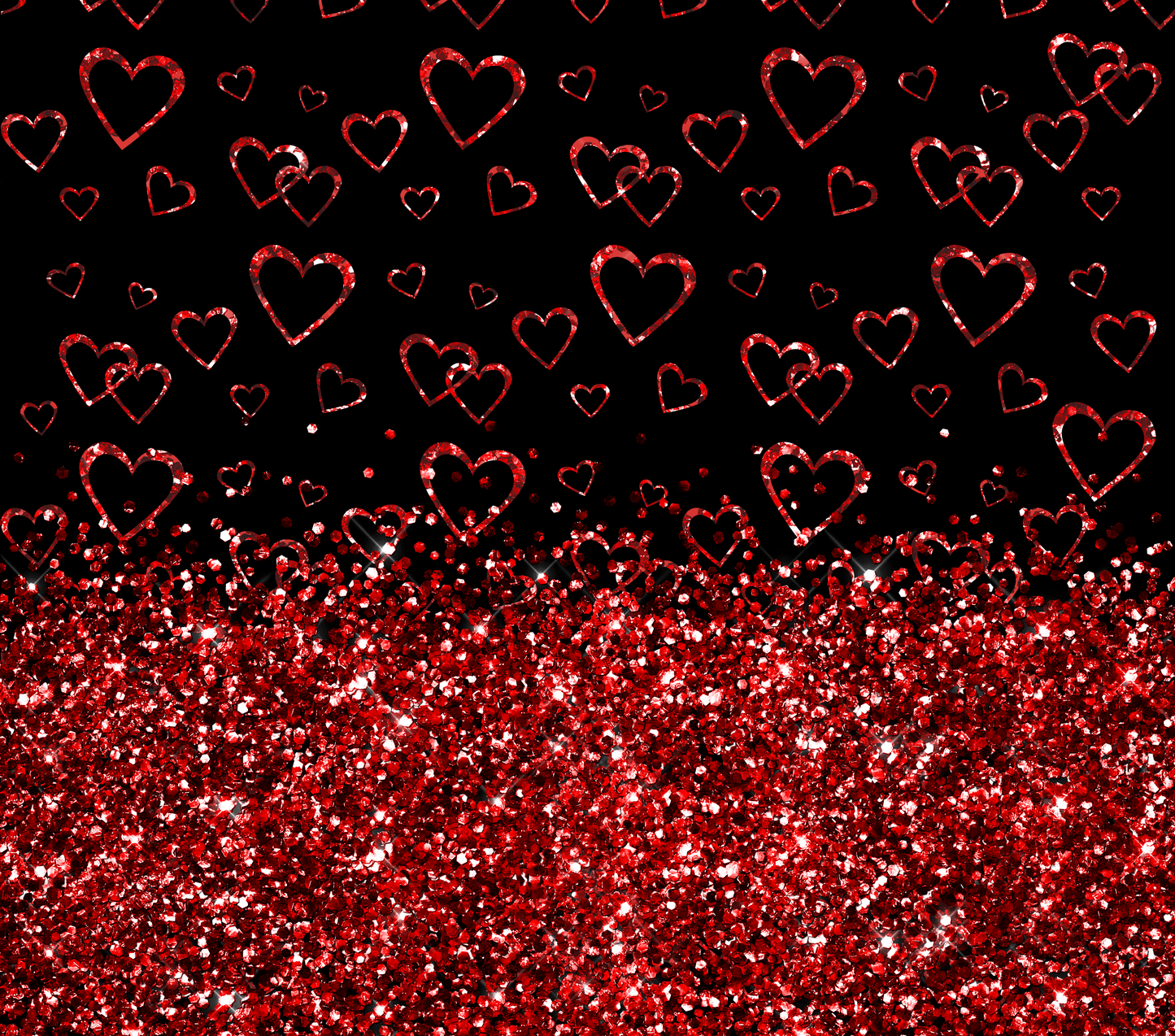 Red Glitter Hearts Black Valentine