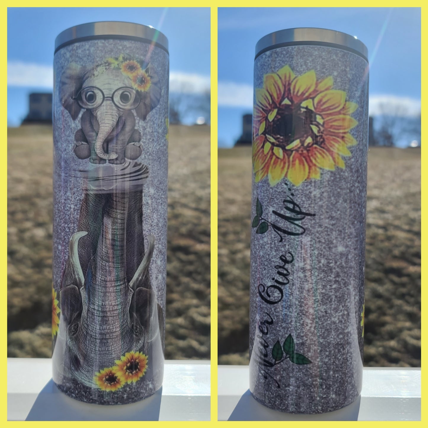 Elephant Never Give Up 20oz Tumbler