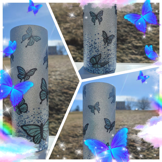 Butterflies silver glitter 30oz Tumbler